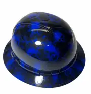 Hydro Dipped Hard Hat Ridgeline Full Brim Custom Blue Flaming Skulls