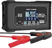 20-Amp Car Battery Charge,Automatic Car Battery 12/24V Charger for Lithium Lifepo4 Lead-Acid AGM/Gel/SLA