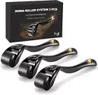 Derma Roller Beard Roller Microneedle FYL 3 Pack (0.5mm/1.0mm/1.5mm)