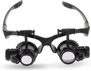 LED Illuminated Head Mounted Magnifying Glasses Kit Dual Lens Loupe with Replaceable Lenses for Watch Repair and Crafts Durable Hands Design