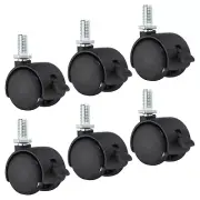 6Pcs 1" Swivel Casters Nylon 360 Degree Threaded Swivel Stem Wheels with Brake