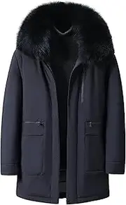 [Generic] Men's Winter Fur Collar Long Parka Coats Puffer Jacket with Fur Collar for Men Male Long Down Jacket With Hood