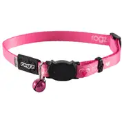 Rogz Kiddycat Safeloc Polyester Cat Collar Pink Hearts - 2 Sizes