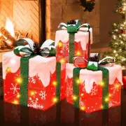 Christmas Lighted Gift Boxes, X-Large Set of 3 Snowflake LED Light up Present Bo