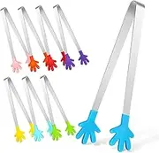NOLITOY 8Pcs Stainless Steel Mini Tongs Ergonomic Sugar Serving Tongs for BBQ Camping and Kitchen Use Comfortable Safe Versatile for Events