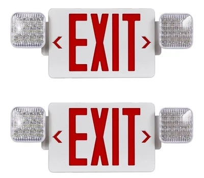 Red Exit Sign with Emergency Light, Two Adjustable Square Head,Exit Sign with...