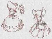 Vintage or Winter Ice or Sewing Sunbonnet Sue Machine Embroidery Quilt Blocks