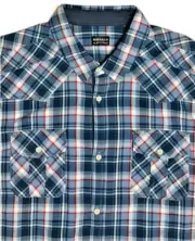 Buffalo David Bitton Men's Saigo Plaid Long Sleeve Shirt, Mood Blue, XL