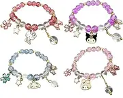 [CJIAYUJEW] Cinnamoroll Crystal Bead Bracelet My Melody Sanrio Bracelets Cute Cartoon Kawaii Elastic Beaded Bracelets for Girls Women