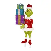 Grinch Garden Lawn Sign with Stakes Grumpy Flying Grinch Christmas Outdoor Decoration