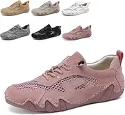 [Generic] Women's Outdoor Mesh Off-Road Shoes Summer Ultra-Light and Comfortable Soft Leather Breathable Walking Shoes Light and Non-Slip One-Step