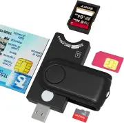 4-In-1 SIM Card Reader, ID Card Reader, SDHC/SDXC/SD& Micro SD Card Reader, Smar