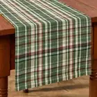 Roycroft Pine Green Deep Red Cream Plaid Cotton Country Cabin Table Runner