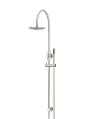 Meir Round Gooseneck Shower Set with 200mm rose, Single-Function Hand Shower - Brushed Nickel