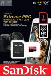 SanDisk 1TB Extreme PRO MicroSD SDXC 200MBs Class10 Memory Card U3 V30 UHD 4K