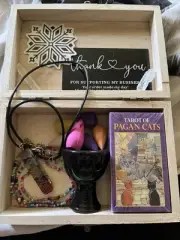 Tarot Cards in Wooden Box with Backflow Incense and Burner PLUS MORE!