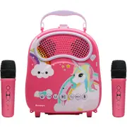 Brooklyn Bluetooth Karaoke Speaker Suitcase with 2 X Wireless Microphones - Pink
