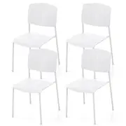 Giantex 4PCS Dining Chair Home Office Side Chairs w/Metal Legs Stackable Armless Chairs White