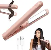 Mini Curling Iron, with Heat Protection Housing, Portable USB Curling Iron for Short Hair, 2-in-1 Mini Straightener for Short Hair, 17 cm Hair Straightener, Portable Travel Hair Straightener for