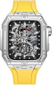 [RAYESS] Latest Style Watch Case，For Apple Watch Band 7 8 Ultra 45mm Luxury Modification Kit For iWatch 8 7 45mm Fluorine Rubber Strap With Tool
