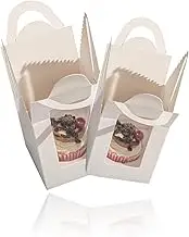 50-Pack Single Cupcake Containers with Window & Handle, for Weddings, Sweets, & Muffins — Clear Display, Gift-Ready Boxes (White)
