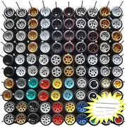 Wheel Set for 1:64 Car Models with Rubber Tires and Easy Installation Axles (Pack of 10 Sets)