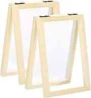sourcing map 2 Pcs Paper Making Screen Wooden Paper Making Mould 7.1x4.9Inch Papermaking Frame Kit Double Layer for DIY Paper Craft Making Cards, Bookmarks