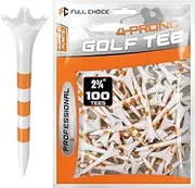 Plastic Golf Tees 100 Pack (2-3/4") - Durable, Reduce Friction & Increase Distance, Golf Plastic Tees (White with Orange Strips)