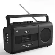 Retro Cassette CD Player, Portable CD Player Boombox with AM/FM Radio, USB/TF, Stereo Sound, Built-in Microphone, Stereo Sound, Desktop Tape Player for Family Gathering Travel