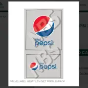 VALVE LABEL NBS67 LEV DIET PEPSI 25 PACK # VI01671408B