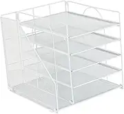 KiBcsLic Office Desk Organizer Five Stage Rectangular Desktop -Mail -Sorter -Sorter -Paper Organizer for Office Department Home School Business, white