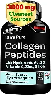 Collagen Peptides Pills - from Cleanest Sources & Super High Absorption with Hyaluronic Acid Vitamin C Zinc Silica - Organic Hydrolyzed Multi Type I, II, III, V, X - Skin Hair Joint Supplement - USA