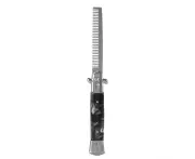 1PC Stainless Steel Switchblade Spring Pocket Oil Hair Comb Foldable Hairstyling Brush(Black)