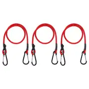3 Pack Bungee Cords with Hooks 20" Straps Strong Elastic Rope Red