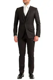 Dolce & Gabbana Men's "Martini" Brown Wool Striped Two Button Three Piece Suit