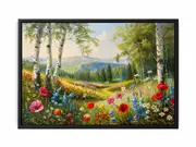 Landscape wild flowers Framed Framed Art Print