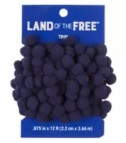 Land of the Free Pom Pom Trim 0.88'' Navy 4 packs 12 yards stock BBB