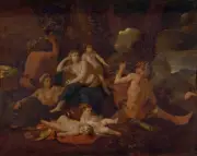 Nicolas Poussin - The Nurture of Bacchus Fine Art Print on Canvas Wall Decor 36"