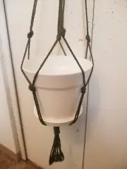 Handmade Macrame Plant Hanger Army Green 33"