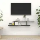 Black Wall Mounted TV Shelf 125cm Engineered Wood Storage Unit Modern Design