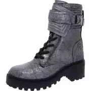 DKNY Womens Basia Leather Metallic Casual Combat & Lace-up Boots Shoes 7