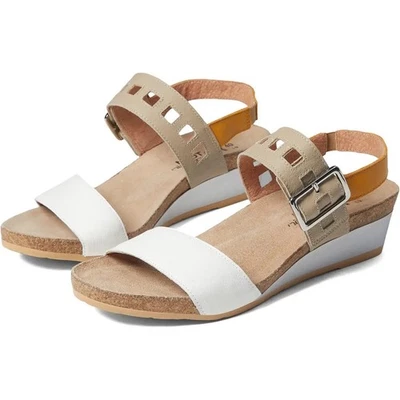 Naot Womens Dynasty Wedge Sandals EU 40 US 9 Tan White Leather NIB