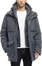 [Rejork] Winter Jackets for Men Waterproof Warm Insulated Snow Coats Wind Breaker Outerwear with Multi-Pockets