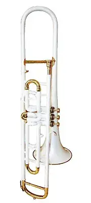 Trombone WHITE Bb low pitch valve for learner & biggner student with GLOVES-BRS