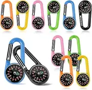 12 PCS Small Keychain Compasses, Compass Carabiners Bulk Small Pocket Magnetic Compass Keychain Survival Compass Hiking for Kids Outdoor Survival Camping Party