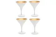 Set of 4 Luna Martini Glass White Gold Drink Picnic Glasses 175ml