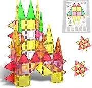 PicassoTiles 12pc Magnet Tile Building Block Set Magnetic Construction Square Triangle Tiles Toy Kit Sparking Creativity Geometric Shapes STEM Educational Learning Brain Development Kids Ages 3+ PB12