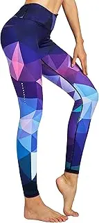 [COOLOMG] Women's Yoga Pants Printed Compression Leggings Running Workout Gym Tights Hidden Pocket