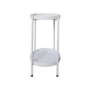 2 Tiers Plant Stand Metal Flower White Medium