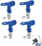4PCS Airless Spray Tips with Tip Seals Stainless Steel Shank and Tungsten Carbide Orifice Reversible Spraying Machine Tips Airless Spray Accessories 215/315/417/523 for Homes Buildings Decks or Fences